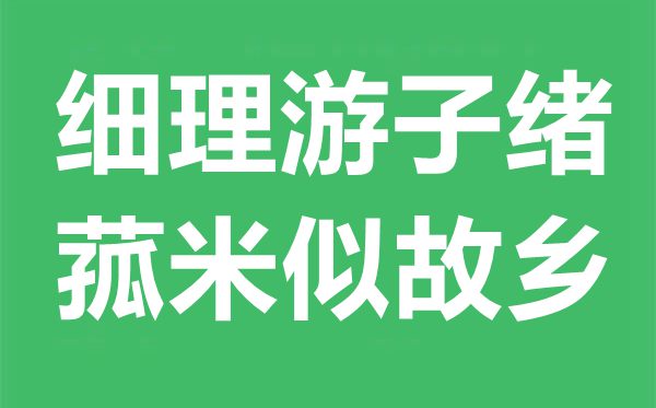“細(xì)理游子緒，菰米似故鄉(xiāng)”是什么意思,出處典故是什么？