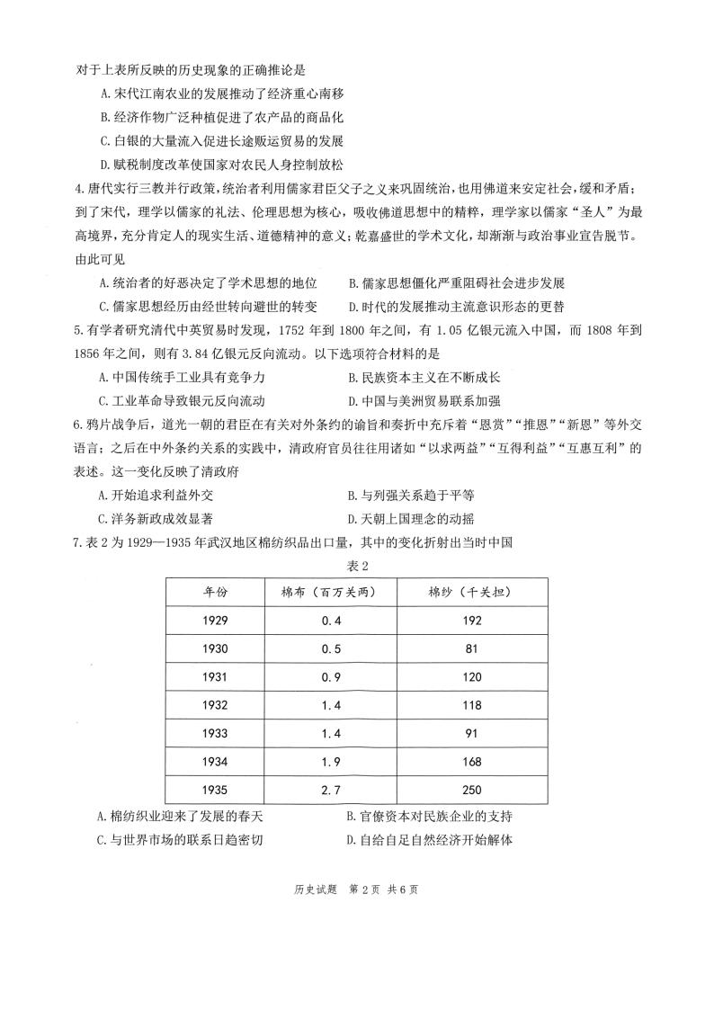 2022年八省聯考歷史試卷第2頁