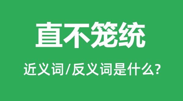 直不籠統的近義詞和反義詞是什么,直不籠統是什么意思