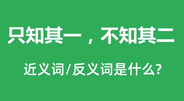 只知其一，不知其二的近義詞和反義詞是什么,只知其一，不知其二是什么意思