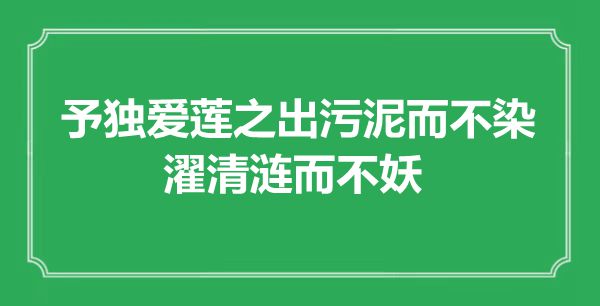 “予獨(dú)愛蓮之出污泥而不染，濯清漣而不妖”是什么意思,出處是哪里