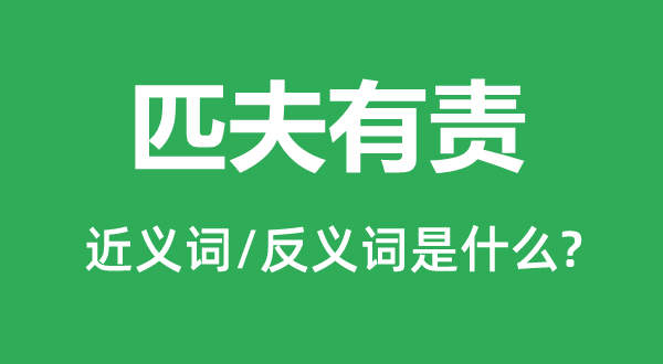 匹夫有責(zé)的近義詞和反義詞是什么,匹夫有責(zé)是什么意思