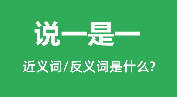 說一是一的近義詞和反義詞是什么,說一是一是什么意思