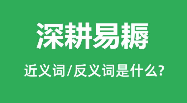 深耕易耨的近義詞和反義詞是什么,深耕易耨是什么意思