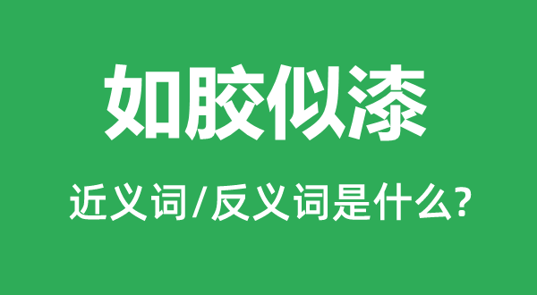 如膠似漆的近義詞和反義詞是什么,如膠似漆是什么意思