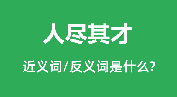 人盡其才的近義詞和反義詞是什么,人盡其才是什么意思