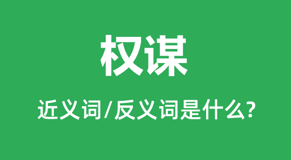 權謀的近義詞和反義詞是什么,權謀是什么意思