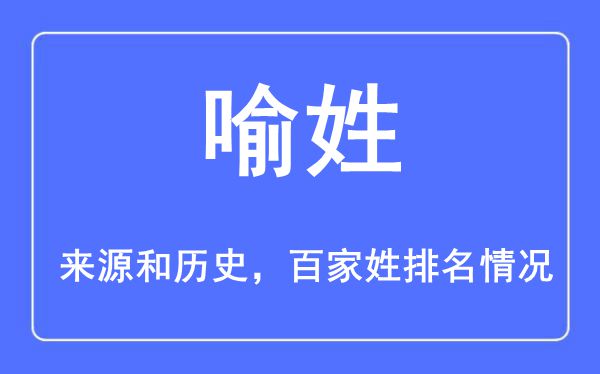 喻姓的來源黃歷史,喻姓在百家姓排名第幾？