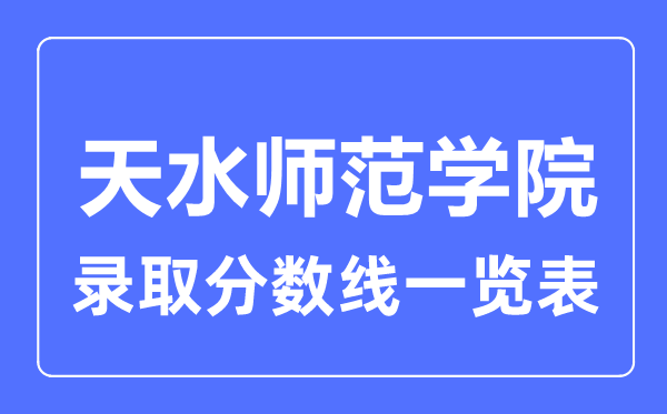 2023年高考多少分能上天水師范學院？附各省錄取分數線