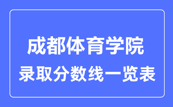 2023年高考多少分能上成都體育學院？附各省錄取分數線