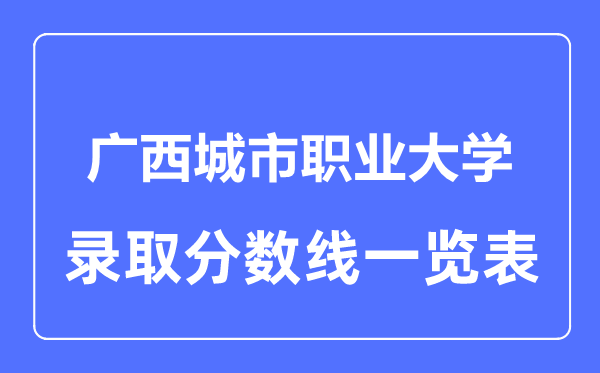 2023年高考多少分能上廣西城市職業大學？附各省錄取分數線