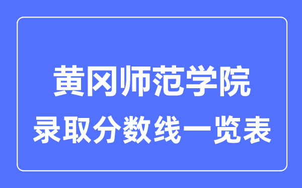 2023年高考多少分能上黃岡師范學院？附各省錄取分數線