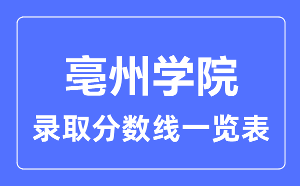 2023年高考多少分能上亳州學院？附各省錄取分數線