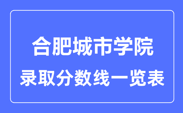 2023年高考多少分能上合肥城市學院？附各省錄取分數線