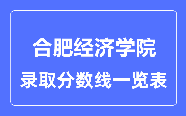 2023年高考多少分能上合肥經(jīng)濟(jì)學(xué)院？附各省錄取分?jǐn)?shù)線