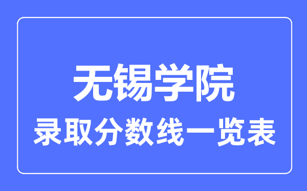 2023年高考多少分能上無錫學院？附各省錄取分數線