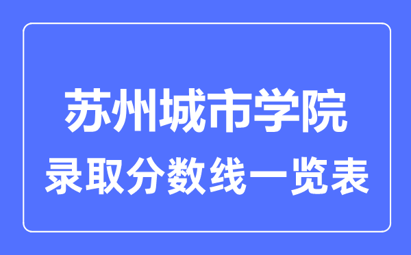 2023年高考多少分能上蘇州城市學院？附各省錄取分數線