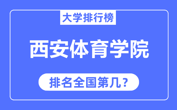 西安體育學院排名全國第幾,2023年最新全國排名多少？
