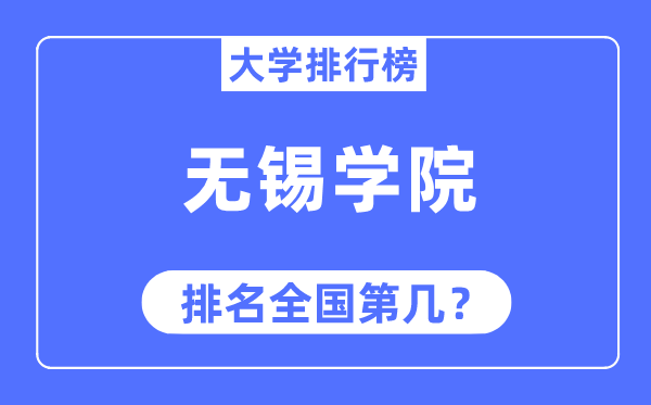 無錫學(xué)院排名全國(guó)第幾,2023年最新全國(guó)排名多少