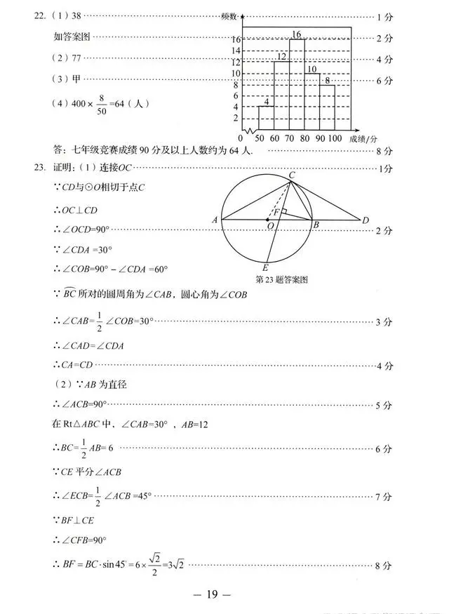 2023年濟南中考數(shù)學(xué)試卷真題及答案