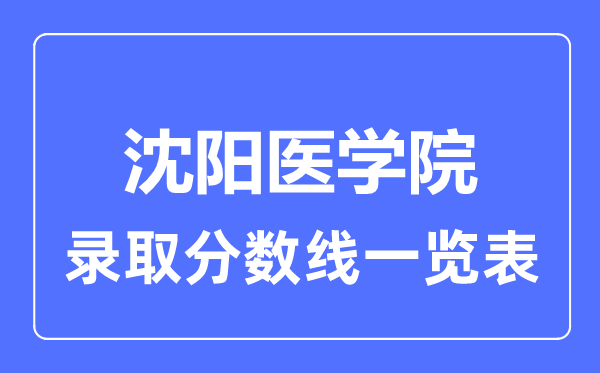 2023年高考多少分能上沈陽醫(yī)學院？附各省錄取分數(shù)線