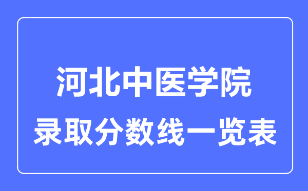 2023年高考多少分能上河北中醫學院？附各省錄取分數線