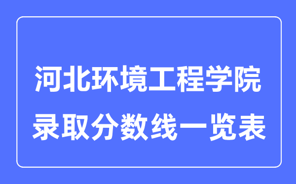 2023年高考多少分能上河北環(huán)境工程學院？附各省錄取分數(shù)線