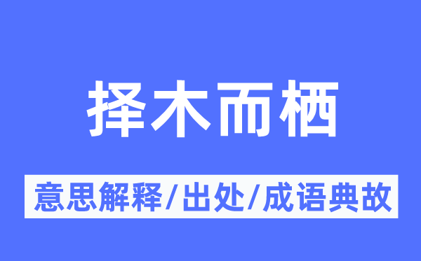 擇木而棲的意思解釋,擇木而棲的出處及成語典故