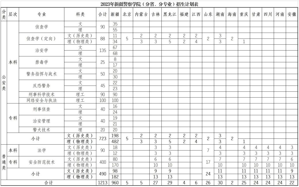 2023年招生計劃及各專業招生人數