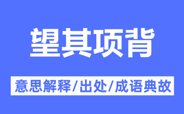 望其項背的意思解釋,望其項背的出處及成語典故