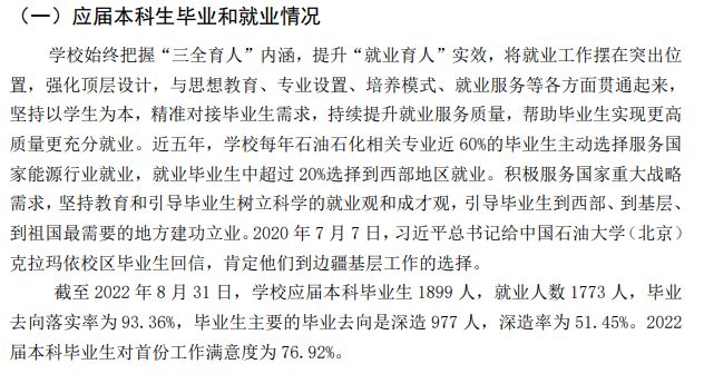 中國石油大學（北京）就業率及就業前景怎么樣,好就業嗎？