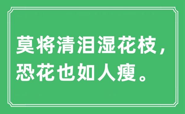 “莫將清淚濕花枝，恐花也如人瘦”是什么意思,出處及原文翻譯