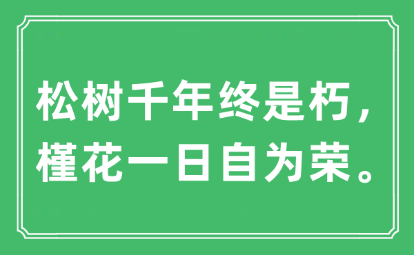 “松樹千年終是朽，槿花一日自為榮。”是什么意思,出處及原文翻譯