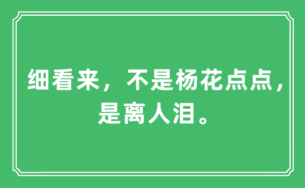 “細看來，不是楊花點點，是離人淚”是什么意思,出處及原文翻譯