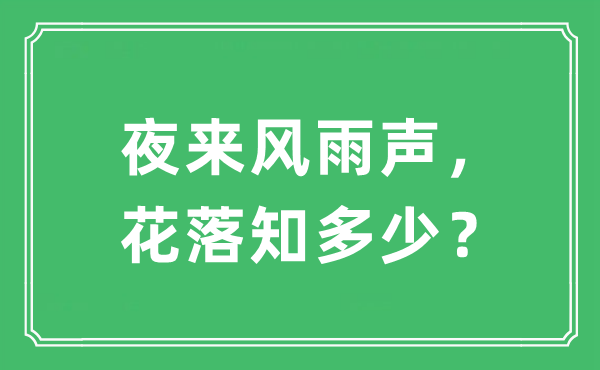 “夜來(lái)風(fēng)雨聲， 花落知多少？”是什么意思,出處及原文翻譯