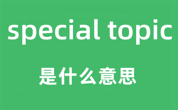 special topic是什么意思,中文翻譯是什么