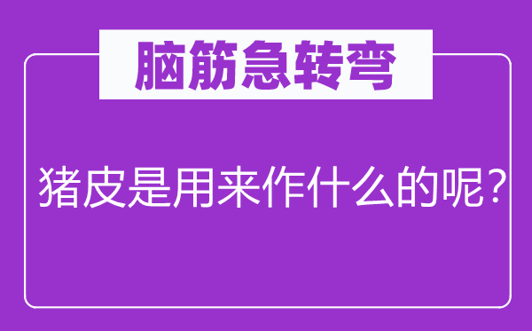 腦筋急轉彎：豬皮是用來作什么的呢？