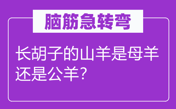 腦筋急轉(zhuǎn)彎：長(zhǎng)胡子的山羊是母羊還是公羊？