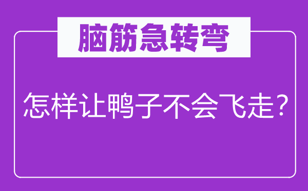 腦筋急轉(zhuǎn)彎：怎樣讓鴨子不會飛走？