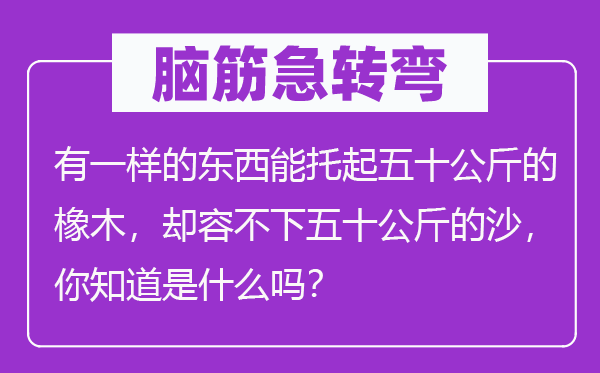 腦筋急轉彎：有一樣的東西能托起五十公斤的橡木，卻容不下五十公斤的沙，你知道是什么嗎？