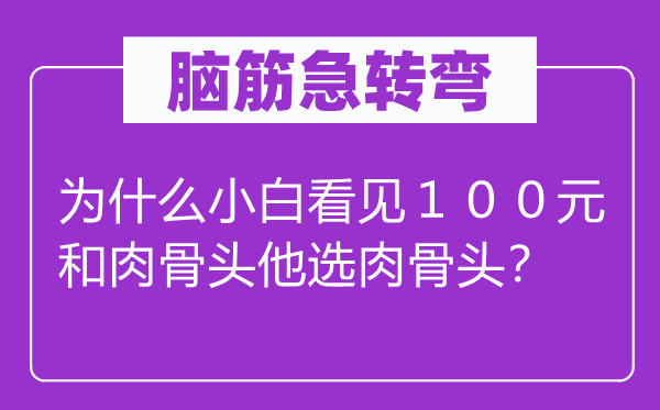腦筋急轉彎：為什么小白看見１００元和肉骨頭他選肉骨頭？