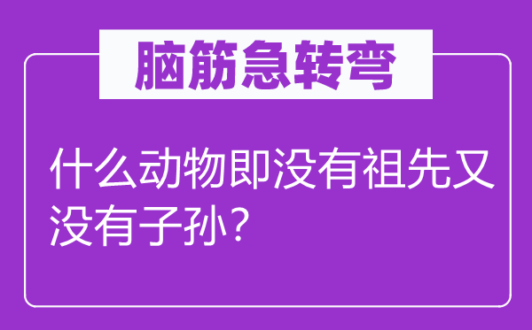 腦筋急轉彎：什么動物即沒有祖先又沒有子孫？