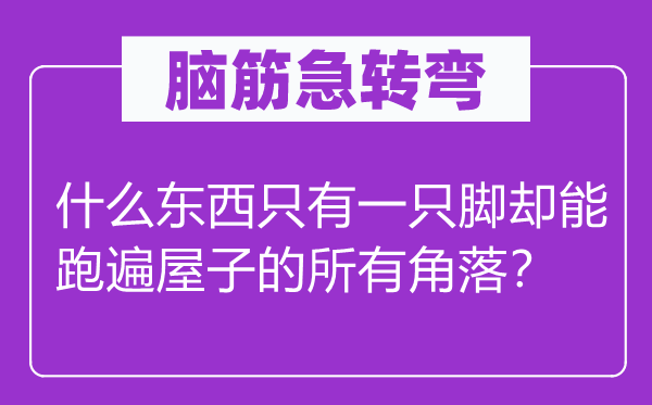 腦筋急轉(zhuǎn)彎：什么東西只有一只腳卻能跑遍屋子的所有角落？
