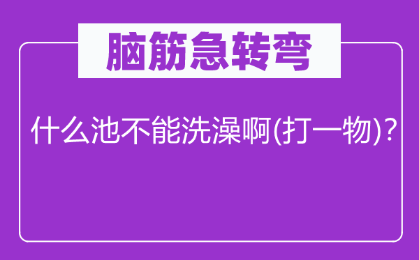 腦筋急轉彎：什么池不能洗澡啊(打一物)？