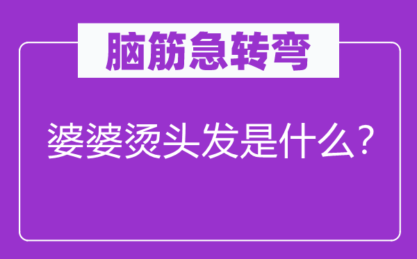 腦筋急轉彎：婆婆燙頭發是什么？