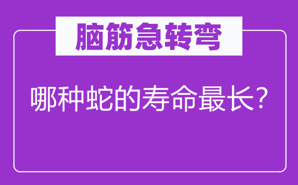 腦筋急轉彎：哪種蛇的壽命最長？