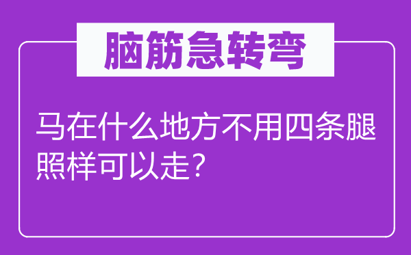 腦筋急轉彎：馬在什么地方不用四條腿照樣可以走？