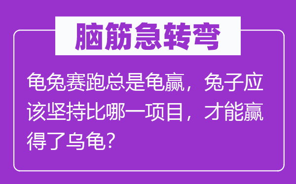 腦筋急轉彎：龜兔賽跑總是龜贏，兔子應該堅持比哪一項目，才能贏得了烏龜？