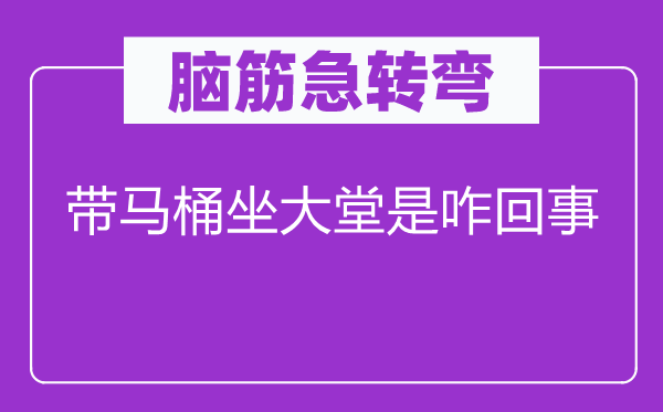 腦筋急轉彎：帶馬桶坐大堂是咋回事