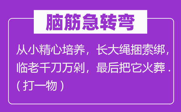腦筋急轉(zhuǎn)彎：從小精心培養(yǎng)，長大繩捆索綁，臨老千刀萬剁，最后把它火葬.(打一物)